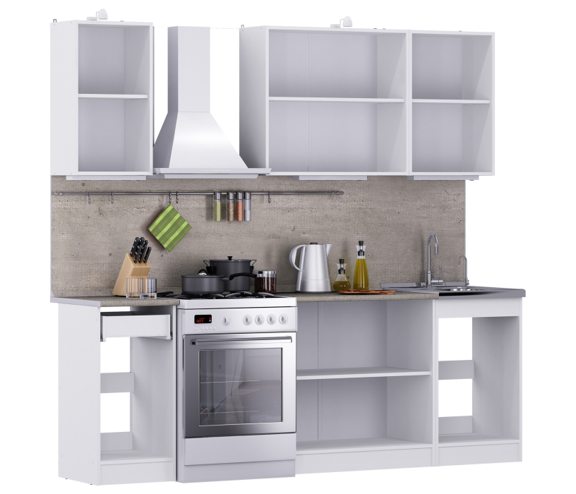 Кухонные гарнитуры, Кухонный гарнитур Элен 2,3 м (2,2 м) Белый/Бордо/Метрополитан R5 ПОД КЛЮЧ (полный комплект)