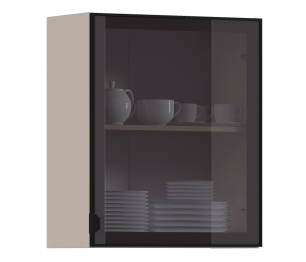 Регина РП-60 Полка Песочный/Витрина алюминий Черный матовый/стекло Бронза