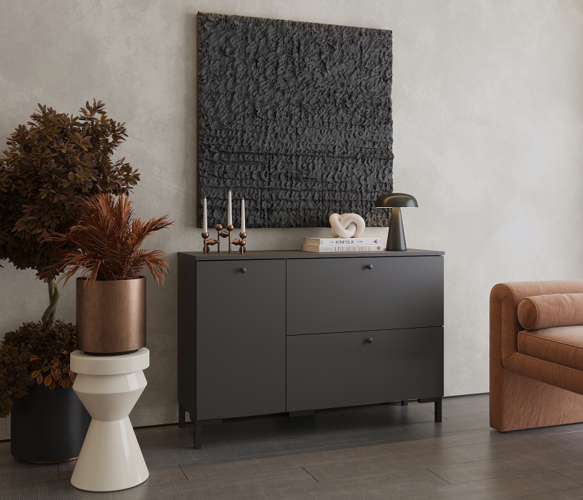 Комоды, Комод Тренд СБ-3447 2 ящика, 1 дверь Диамант серый