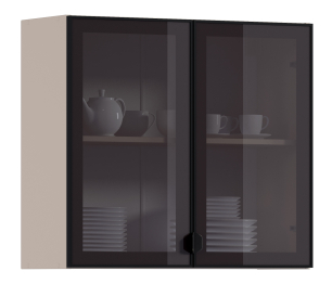 Регина РП-80 Полка Песочный/Витрина алюминий Черный матовый/стекло Бронза