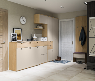 Афина прихожая большая Дуб Винченца/Дуб Винченца,Кашемир серый