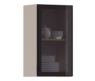 Регина РП-40 Полка Песочный/Витрина алюминий Черный матовый/стекло Бронза