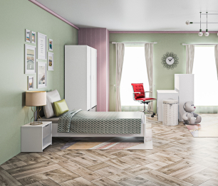 Mika детская две кровати 90 см с основанием и матрасом Белый/Белый, Серый