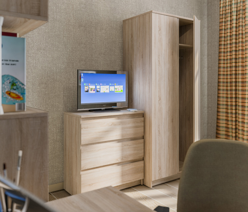 Для девочек, Кито набор (стол+стеллаж+комод+шкаф+кровать+тумба)