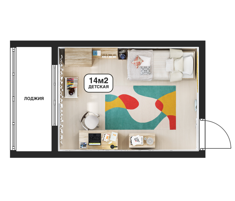 Для девочек, Кито набор (стол+стеллаж+комод+шкаф+кровать+тумба)