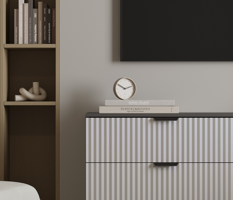 Комоды, Комод Тренд СБ-3442 6 ящиков Диамант серый/МДФ Джаз серый