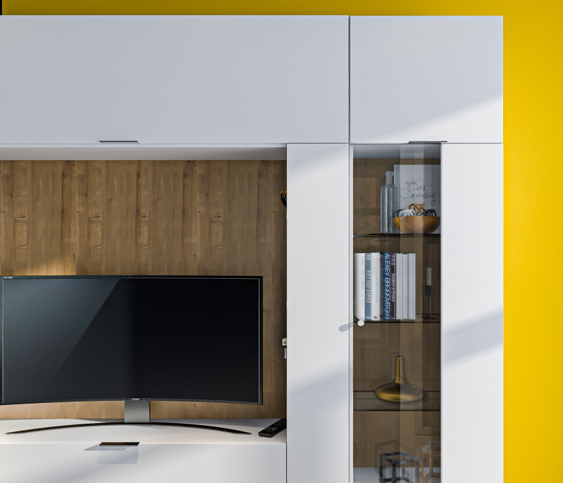 Витрины, Мальта СБ-3256 Шкаф-витрина Белый/МДФ Белый