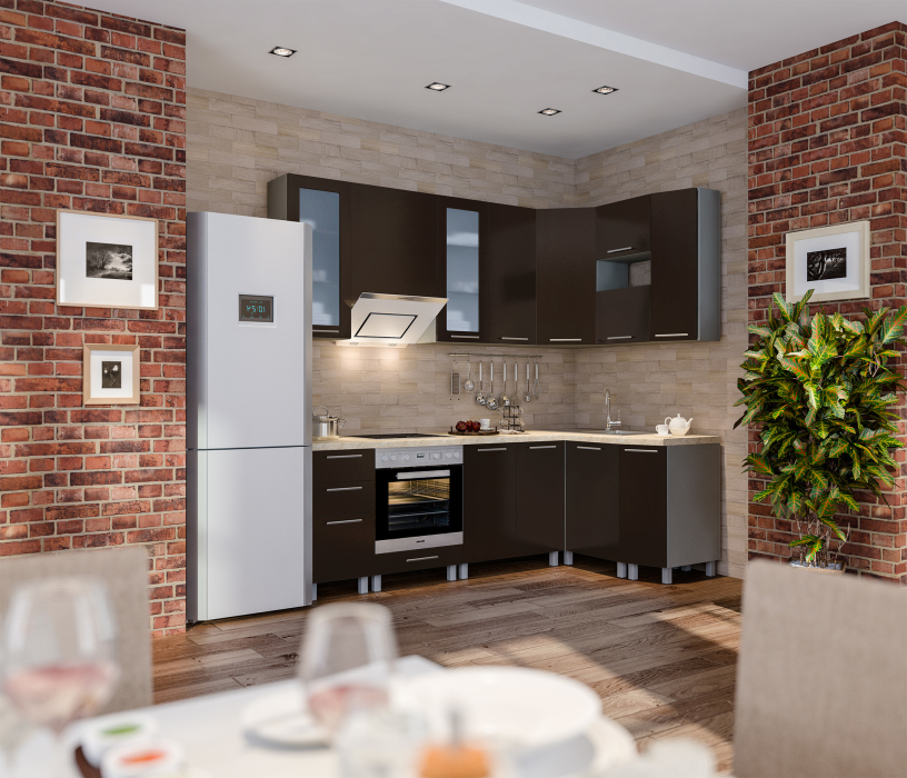 Лидеры продаж модульных кухонь, Анна шоколад 2400*1400
