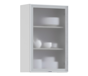 Регина РП-160 Полка Белый/Витрина алюминий Белый глянец/стекло Сатин