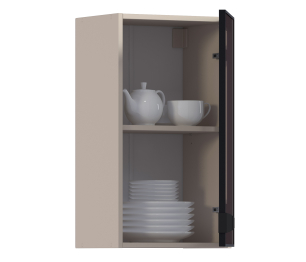 Регина РП-40 Полка Песочный/Витрина алюминий Черный матовый/стекло Бронза