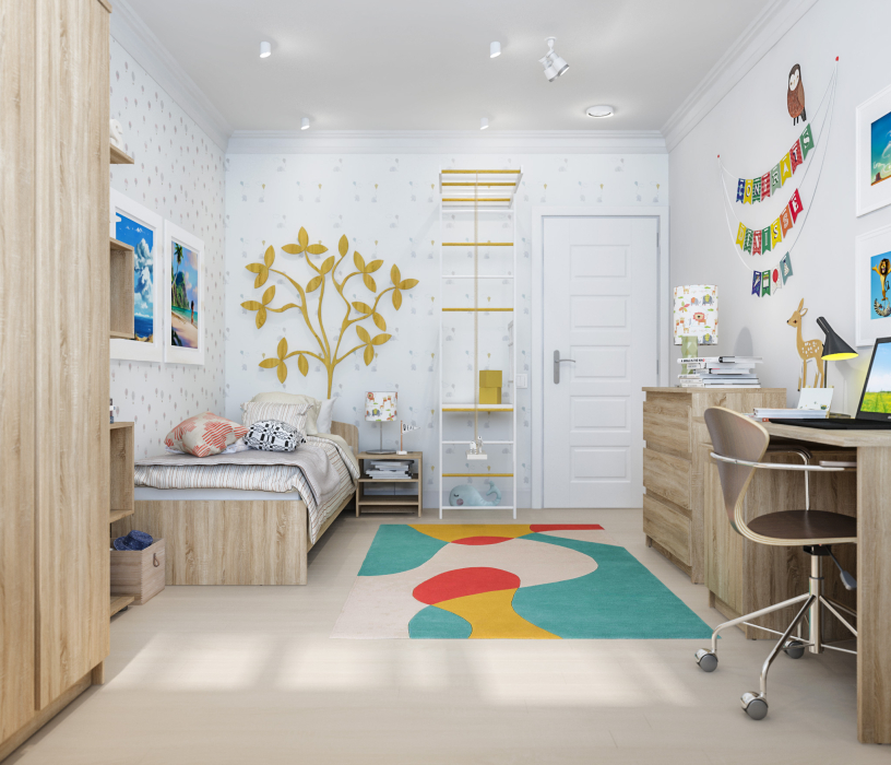 Для девочек, Кито набор (стол+стеллаж+комод+шкаф+кровать+тумба)