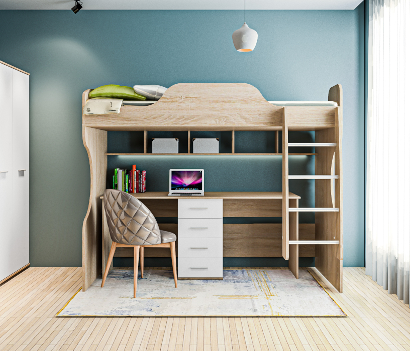 Для девочек, Мамбо детская для двух школьников Дуб Сонома/Белый