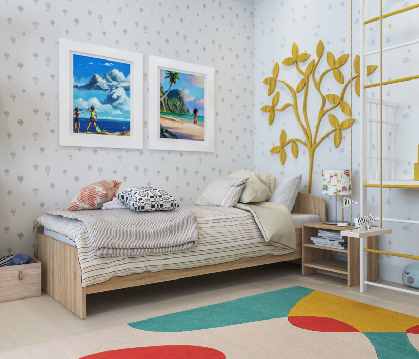 Для девочек, Кито набор (стол+стеллаж+комод+шкаф+кровать+тумба)