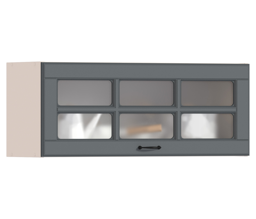 , Регина РП-290 Полка гориз с витриной Песочный/МДФ Серый матовый