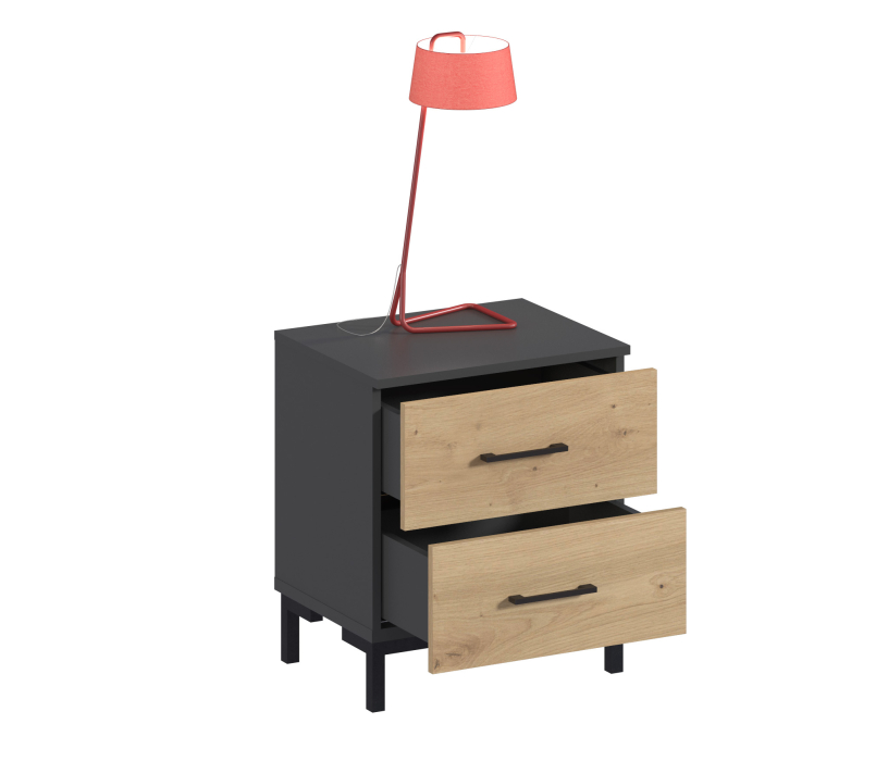 Прикроватные тумбы, Тренд СБ-3459 Тумба Диамант серый/ЛДСП Лофт Дуб дикий