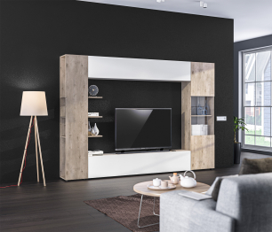 Стенка Виктория СБ-3246 Дуб Риббек,Белый