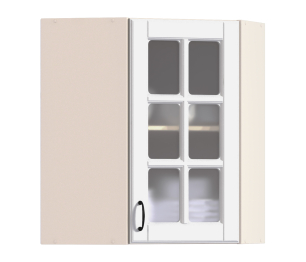 Регина РПУ-60 Полка угловая с витриной Песочный/МДФ Белый матовый