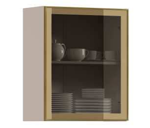Навесной шкаф Регина РП-60 (Песочный/Витрина Золото)