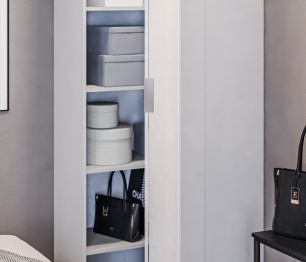 Шкаф приставной Милан СБ-3258 Серый с зеркальным фасадом