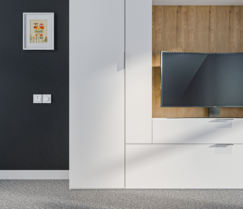 Стенки для гостиной, Мальта СБ-3265 Стенка с пеналом и витриной Белый,Дуб Гамильтон/МДФ Белый