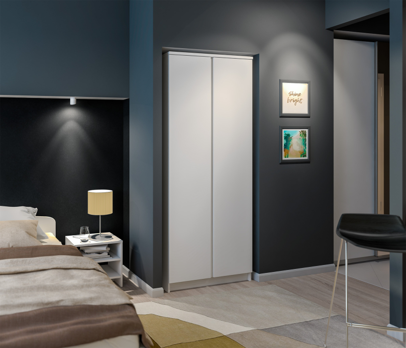 Спальные гарнитуры, Кито набор (кровать+шкаф+тумба) Белый