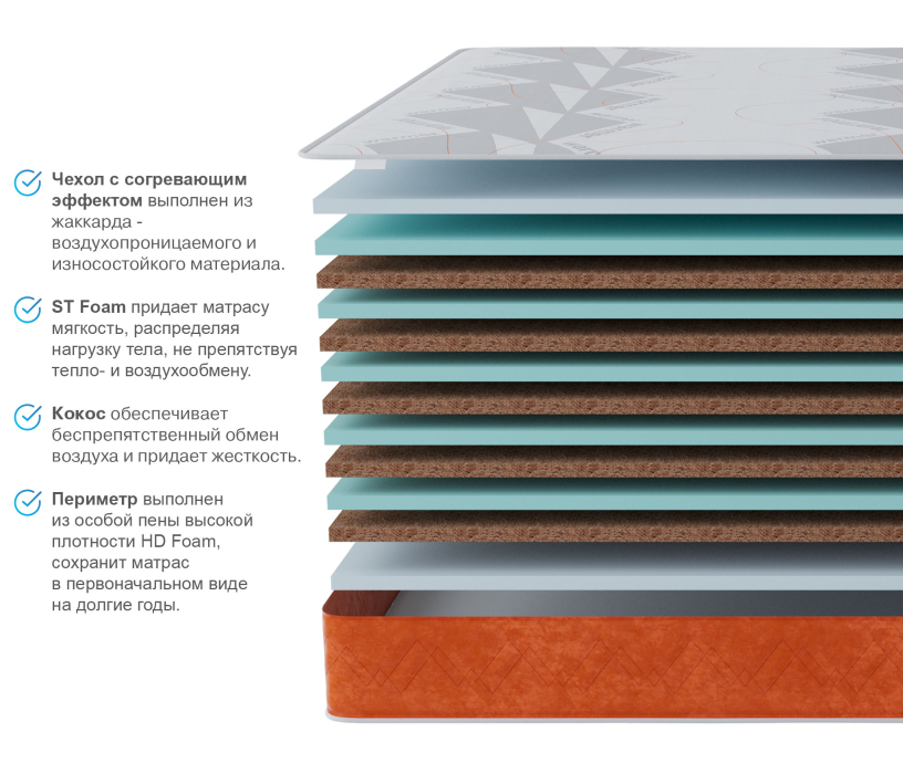 900 x 2000, Матрас Тропикана-Агама в чехле Warmer 900х2000