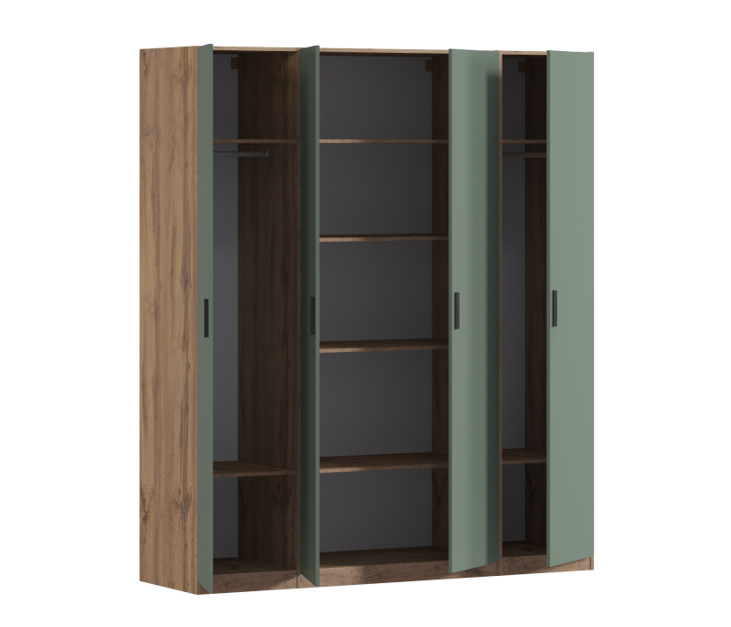 Для одежды, Шкаф четырехдверный Макс 2000 мм, вариант №3 (ЛДСП, корпус дуб вотан)