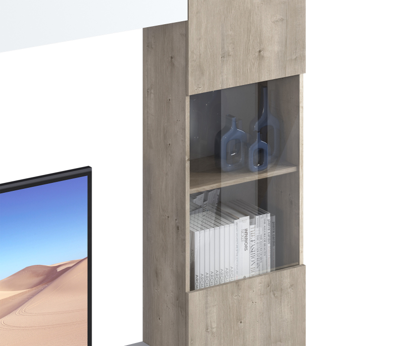 Стенки для гостиной, Стенка Виктория СБ-3246 Дуб Риббек,Белый