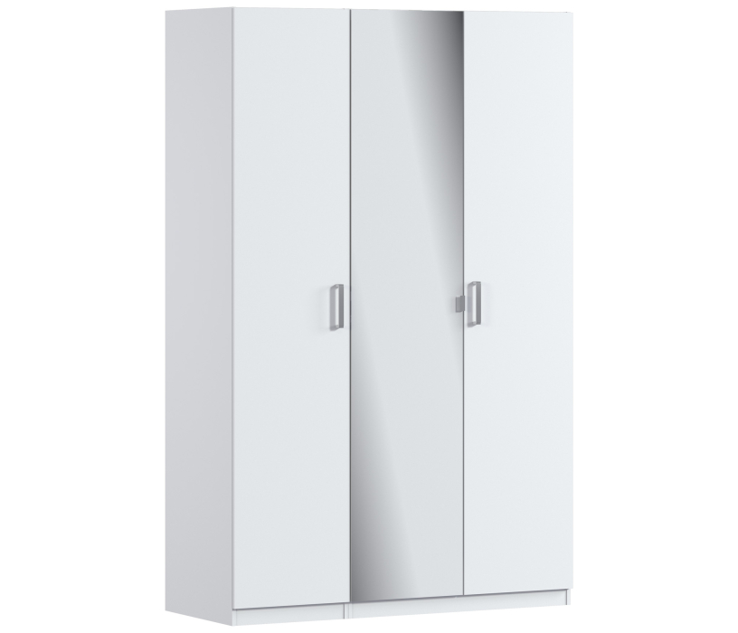 Шкафы распашные, Шкаф 3-х дверный с зеркалом МАКС Белый