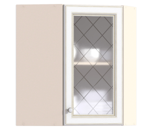 Регина РПУ-60 Полка угловая с витриной Песочный/Белое золото