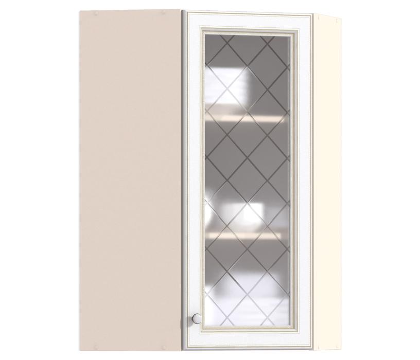 , Регина РПУ-160 Полка угловая с витриной Песочный/Белое золото