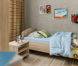 Кито СБ-2227 Кровать универсальная 800 +СБ-2607 тумба Дуб Сонома