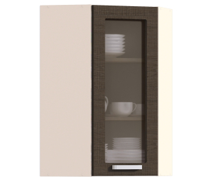 Полка угловая с витриной Регина 926 Песочный Дуб Сантана Темный