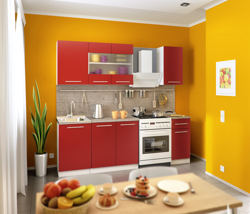 Кухонные гарнитуры, Кухонный гарнитур Элен 2,3 м (2,2 м) Белый/Бордо/Метрополитан R5 ПОД КЛЮЧ (полный комплект)