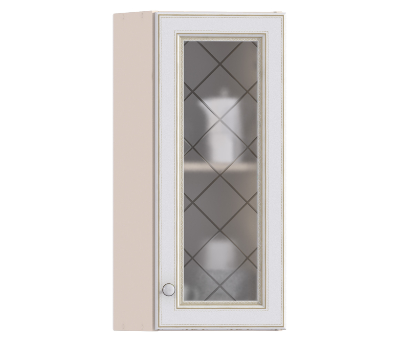 , Регина РПТУ-30 Полка торцевая с витриной Песочный/Белое золото