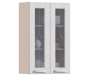 Регина РП-160 Полка с двумя витринами Песочный/Риф белоснежный