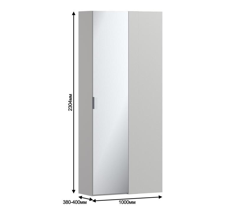 Шкафы распашные, Шкаф приставной Милан СБ-3258 Серый с зеркальным фасадом