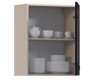 Регина РП-60 Полка Песочный/Витрина алюминий Черный матовый/стекло Бронза