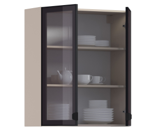 Регина РП-180 Полка Песочный/Витрина алюминий Черный матовый/стекло Бронза