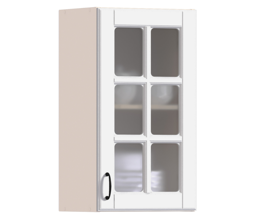 Регина, Регина РП-40 Полка с витриной Песочный/МДФ Белый матовый