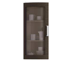 Полка торцевая с гнутой витриной Регина 926 Песочный Дуб Сантана Темный