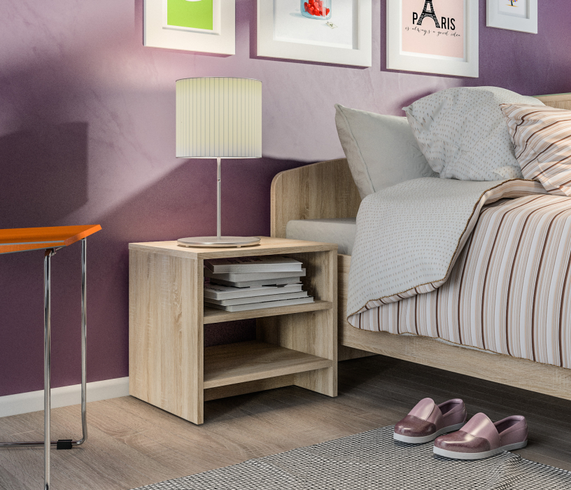 Спальные гарнитуры, Кито Дуб сонома Комплект (тумба+кровать800+комод)