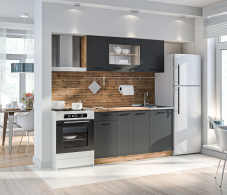Кухонные гарнитуры, Кухонный гарнитур Лофт 150 см Дуб вотан/Диамант серый