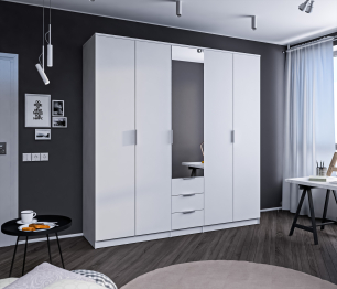 Шкаф 5-ти дверный Николь СБ-2594/1 Белый