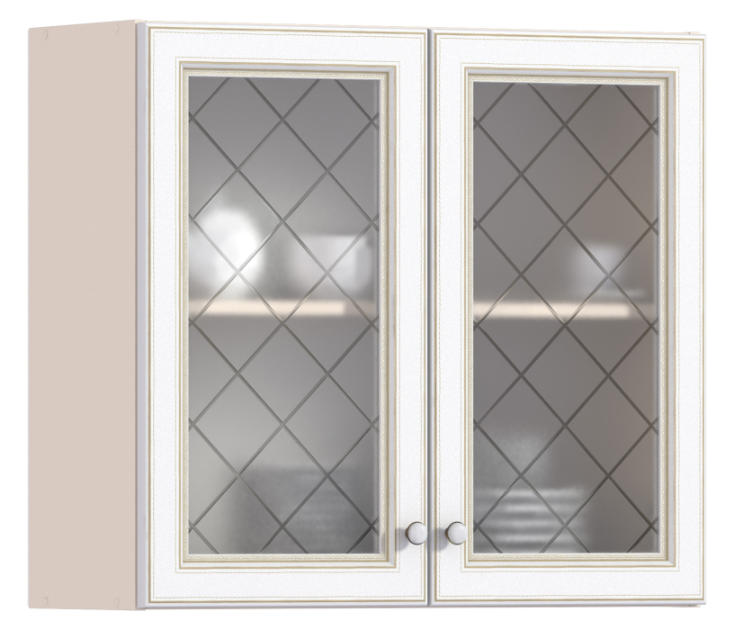 , Регина РП-80 Полка с двумя витринами Песочный/Белое золото