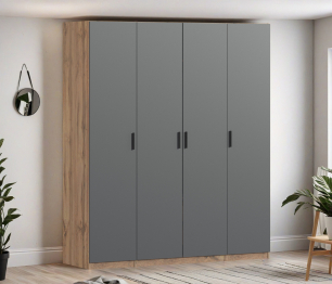 Шкаф четырехдверный Макс 2000 мм, вариант №4 (ЛДСП, корпус дуб вотан)