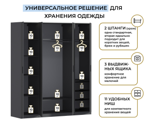 Шкаф четырехдверный Макс 2000 мм, вариант №4 (ЛДСП)