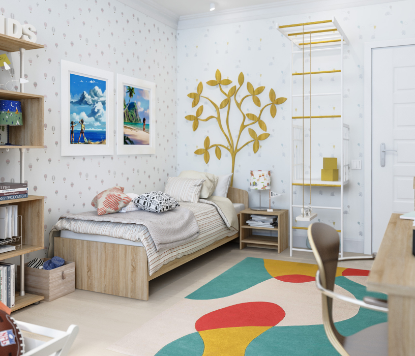 Для девочек, Кито набор (стол+стеллаж+комод+шкаф+кровать+тумба)