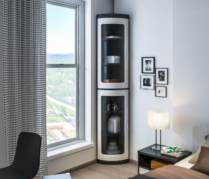 Шкафы, Шкаф с витриной торцевой Сити СБ-216/2