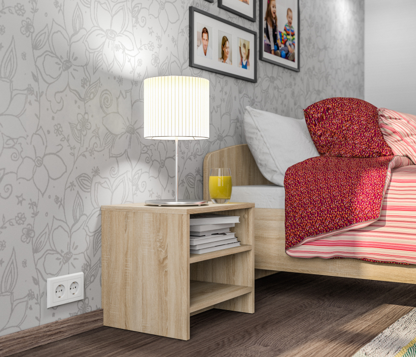 Спальные гарнитуры, Кито Дуб сонома Комплект (тумба+кровать800+комод)